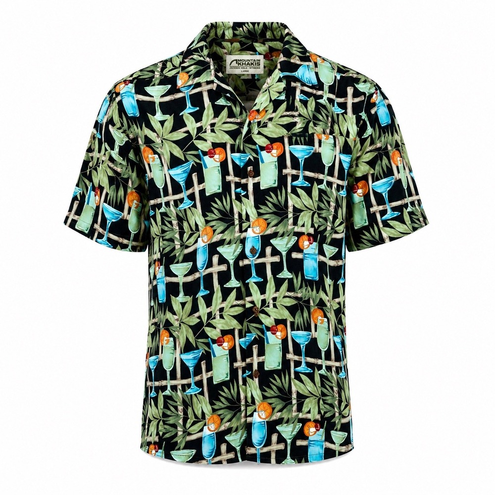 Van‎ Heusen Tropical Cocktail Shirt M Hawaiian Button Up Summer Party